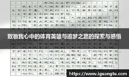 致敬我心中的体育英雄与追梦之路的探索与感悟